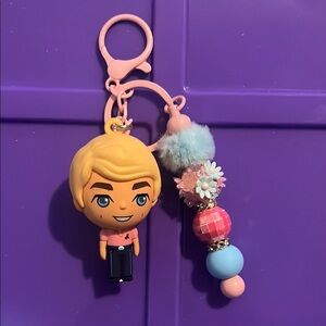 Barbie Ken Keychain with Pink and Blue Beads